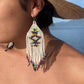 Beaded Fringe Earrings with Geoemetric Symbols