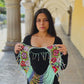 Shoulder Cape with Draped Beads - Huipil Capa Jardin de Lavanda