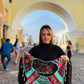 Shoulder Cape with Beads - Huipil Capa, Turquoise Ember