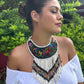 Embroidered Bib Collars with Fringes, Adjustable - "Birds of Santiago"
