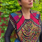 Textile Cape with Beaded Chains - Mola Capa, Magenta Multicolor