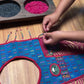 Beaded Tabard Poncho with Traditional Textile & Jade - Fuchsia Palopó
