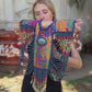 Beaded Tabard Poncho with Traditional Textile & Jade - San Juan Sunset
