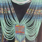 Body Jewelry with Beaded Chains - "Warrior", Turquesita