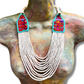 Collares con tejido ceremonial y cadenas de pedrería - "Aguacatán Blancos"
