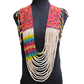 Ceremonial Shoulder Piece with Beaded Chains - "Aguacatán", white/rainbow