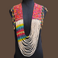 Ceremonial Shoulder Piece with Beaded Chains - "Aguacatán", white/rainbow