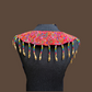 Ceremonial Shoulder Piece with Beaded Chains - "Aguacatán", white/rainbow