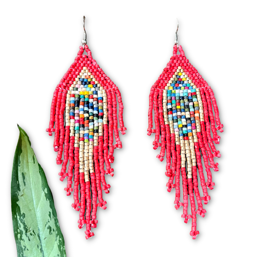 Lightweight Fringe Earrings in Diamond Shaped Design