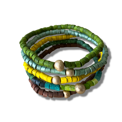 Pulseras de cuentas de barro, elásticas - "Pack Solidario"