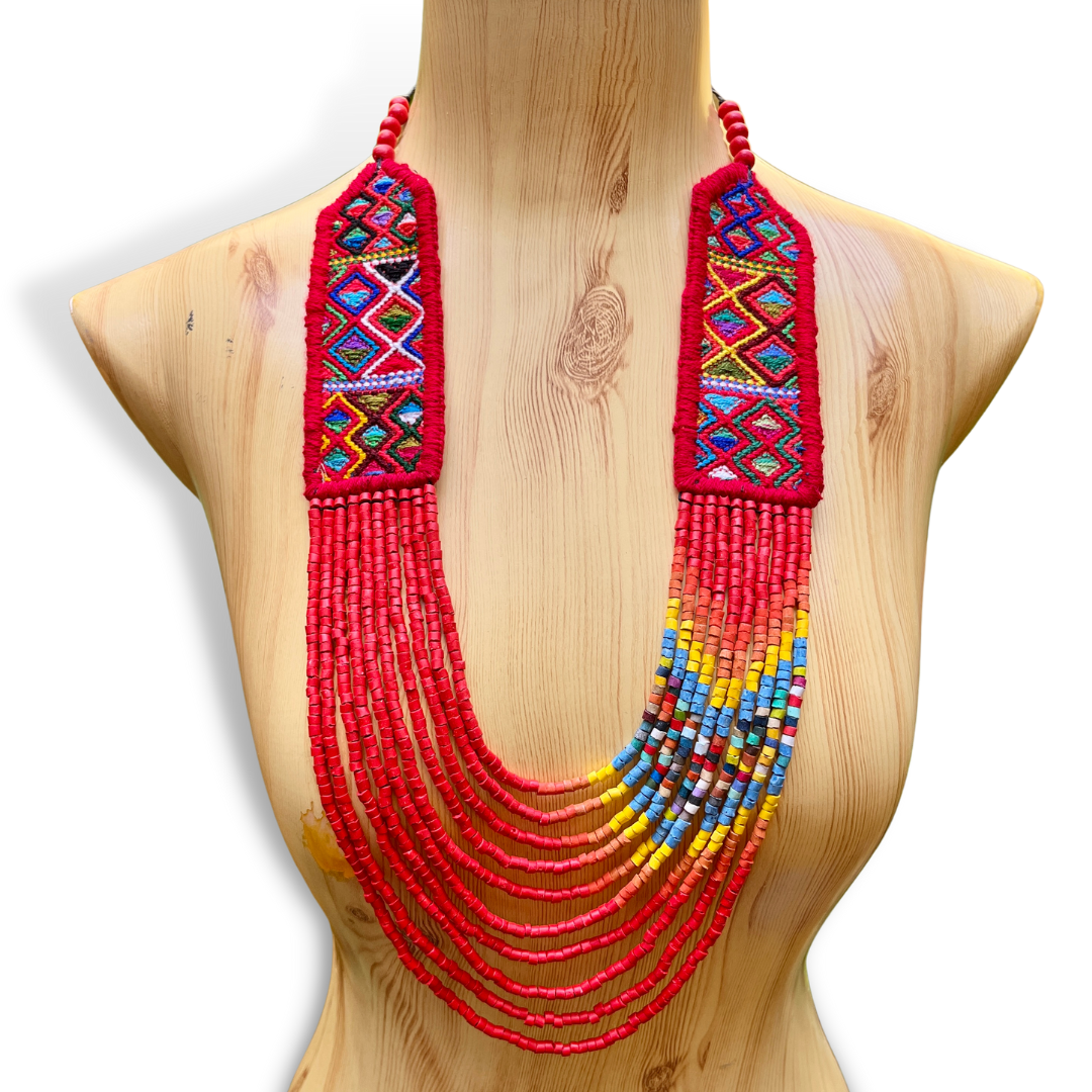 Ceremonial, Woven Textile Necklaces - "Aguacatán Long"