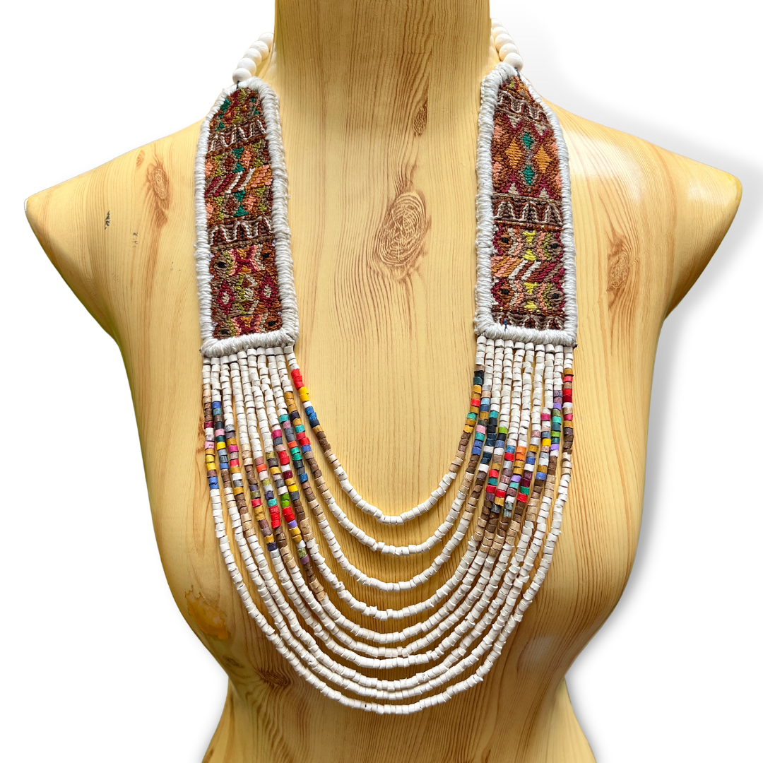 Woven, Vintage Textile Necklaces - "Vintage Patzun Long"