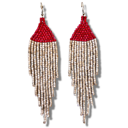 Pendientes colgantes con cuentas de cerámica - "Slim Tikal Shimmer Duet"
