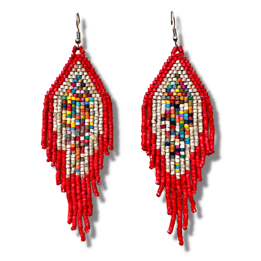 Lightweight beaded earrings - "Lean Tikal Diamond"