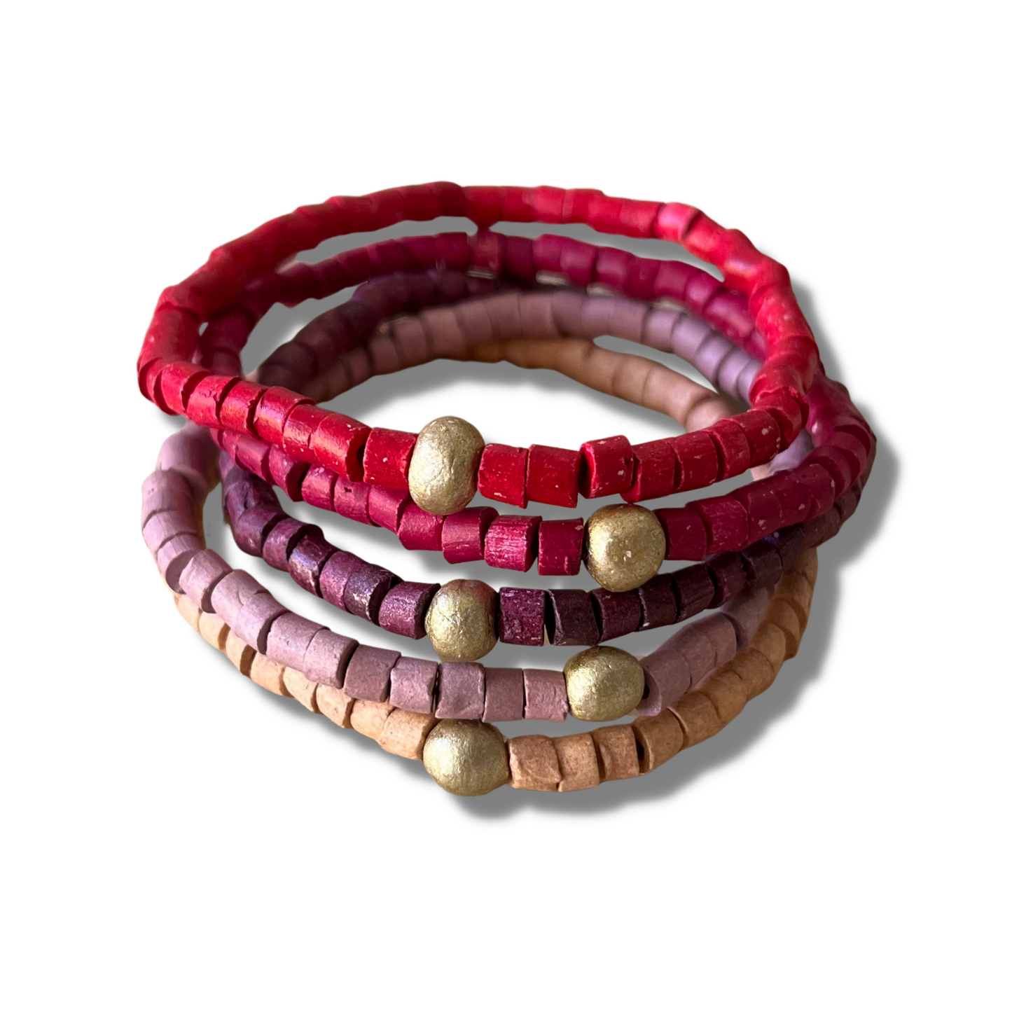 Haiti Clay Bead Bracelet, Pink - PACK OF 3 - Global Crafts Wholesale