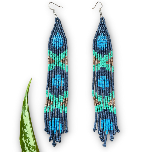 Long and Lightweight, Fringe Earrings - Long Tikal Serpiente