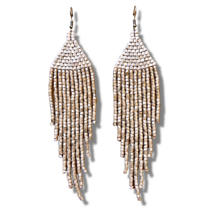 Pendientes colgantes con cuentas de cerámica - "Slim Tikal Shimmer Duet"