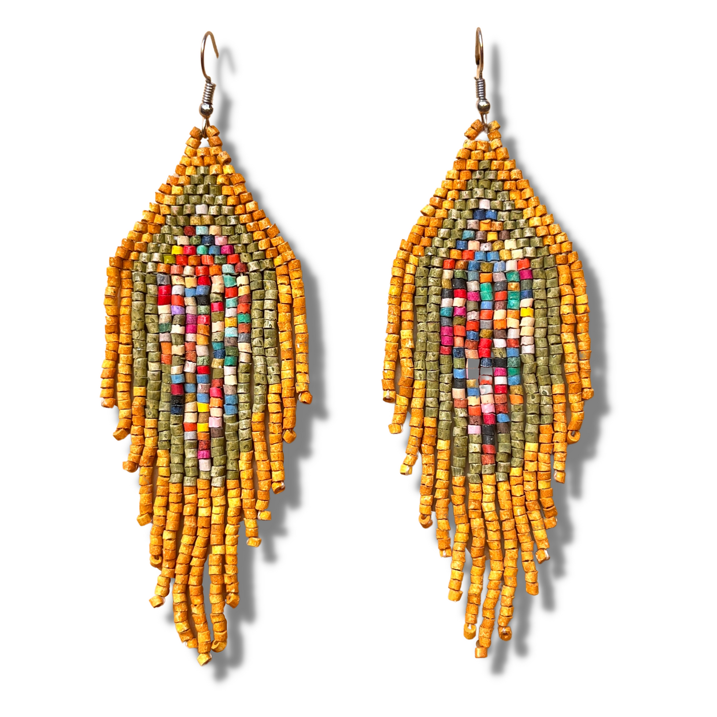 Lightweight beaded earrings - "Lean Tikal Diamond"