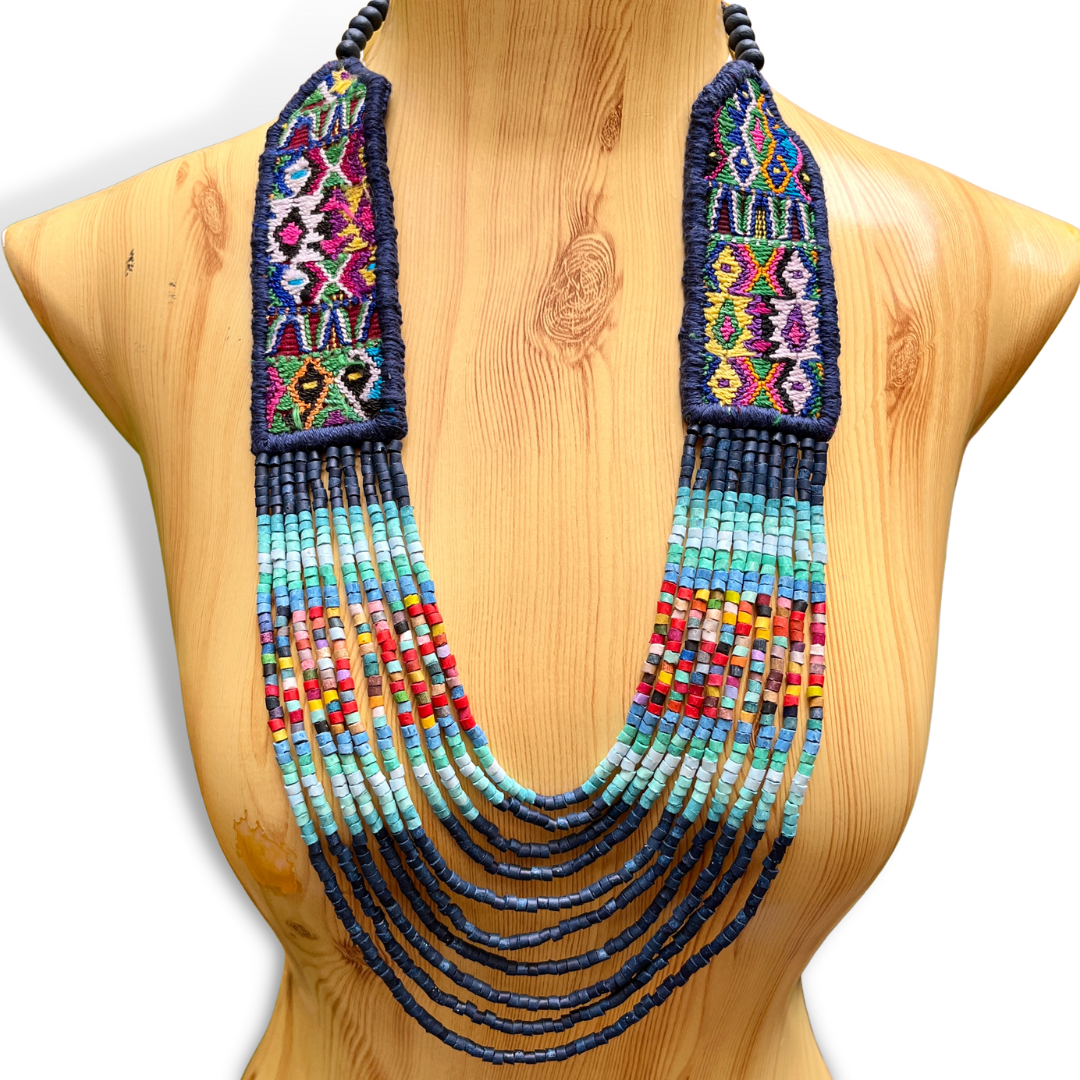 Woven, Vintage Textile Necklaces - "Vintage Patzun Long"