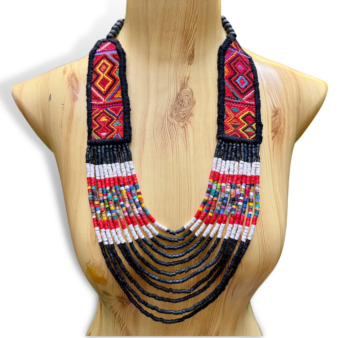 Ceremonial, Woven Textile Necklaces - "Aguacatán Long"