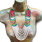 Collares con tejido ceremonial y cadenas de pedrería - "Aguacatán Blancos"