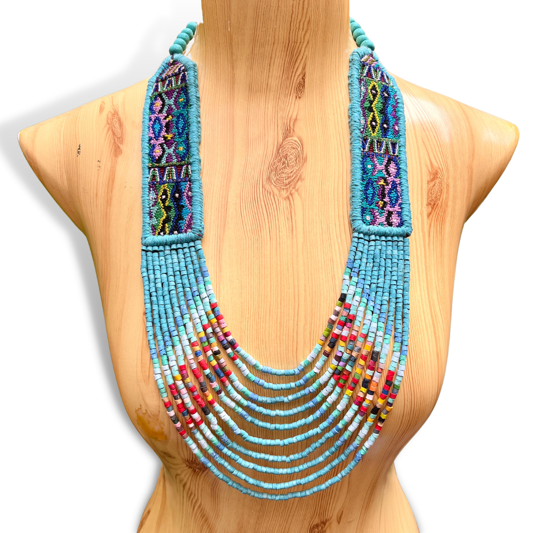 Woven, Vintage Textile Necklaces - "Vintage Patzun Long"