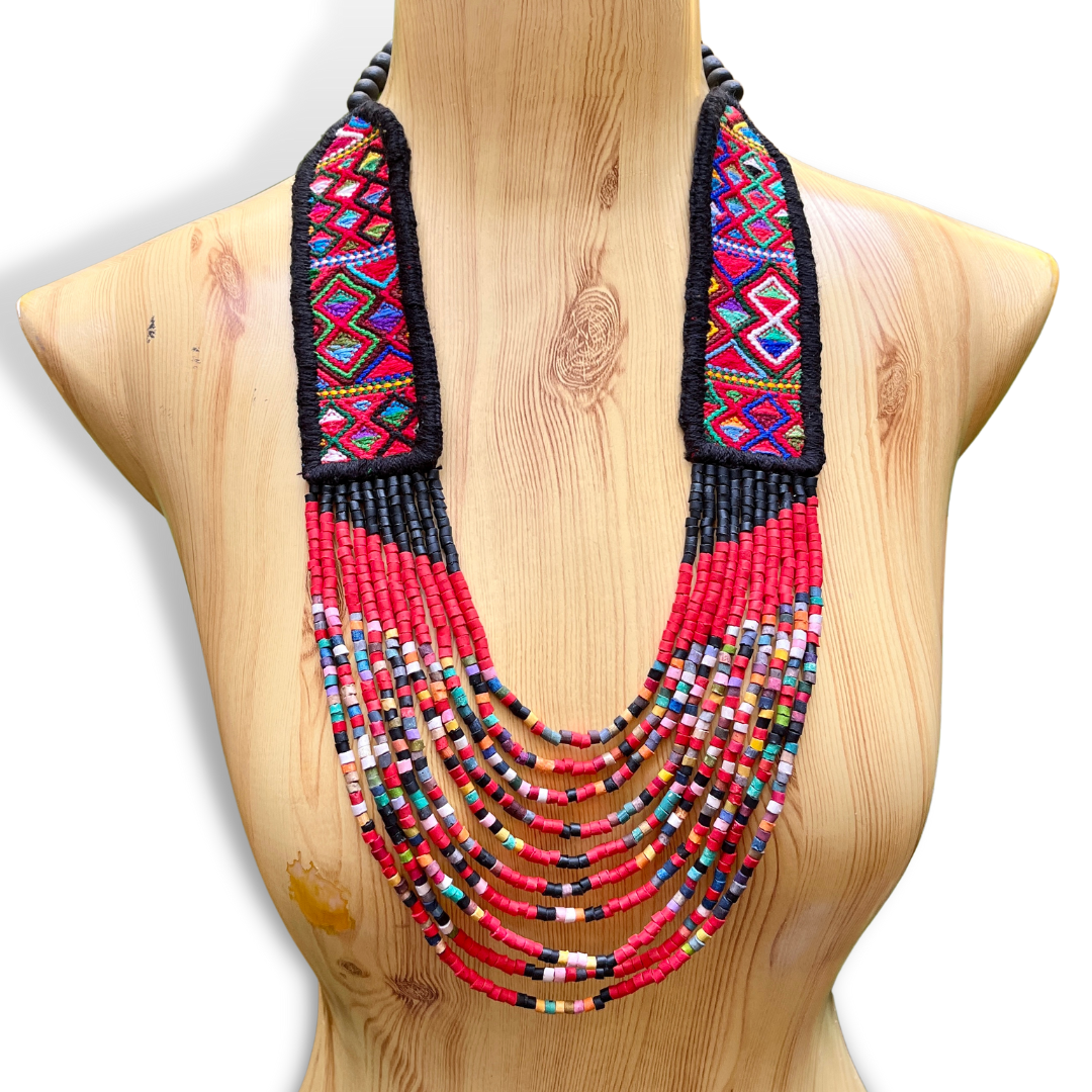 Ceremonial, Woven Textile Necklaces - "Aguacatán Long"