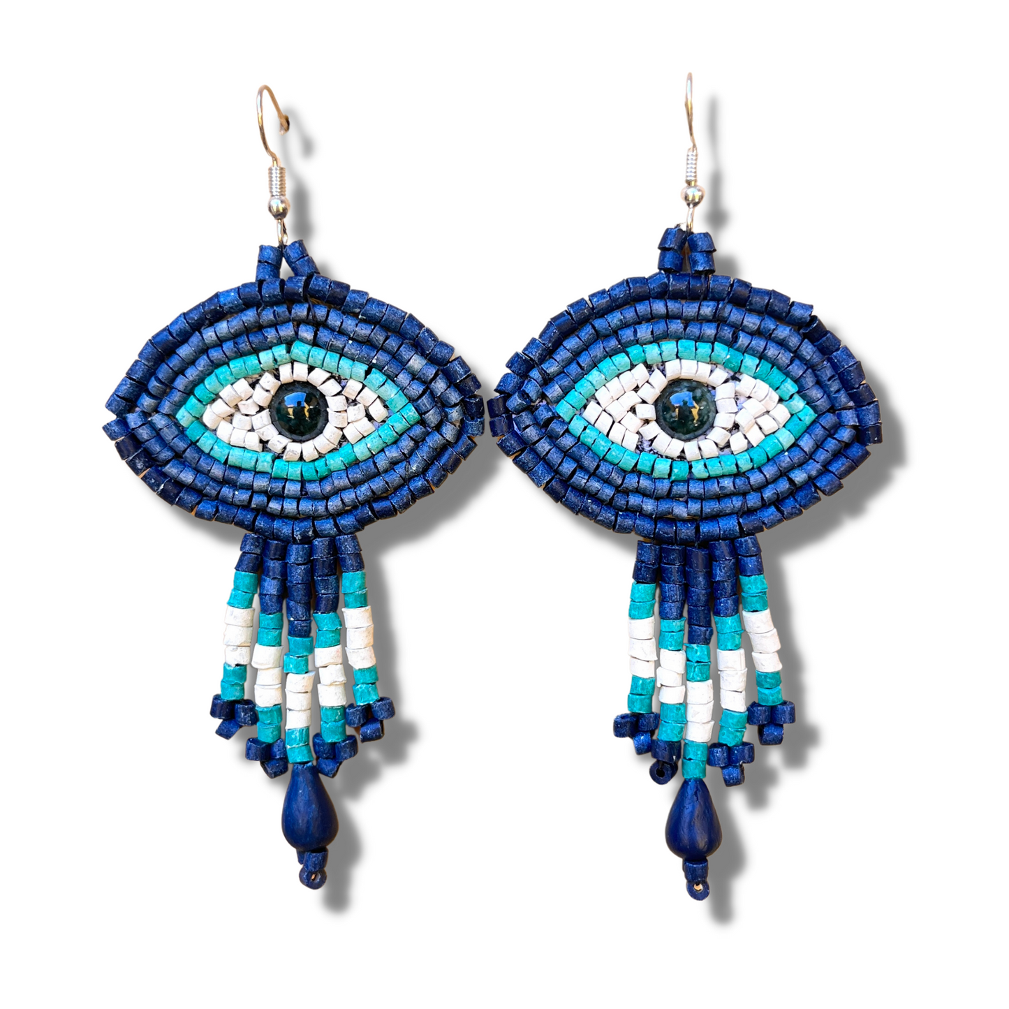 Pendientes Bordados de Cuentas con Jade - "Ojo Fleco"