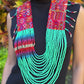 Ceremonial Shoulder Piece with Beaded Chains - "Aguacatán", turquoise/violet