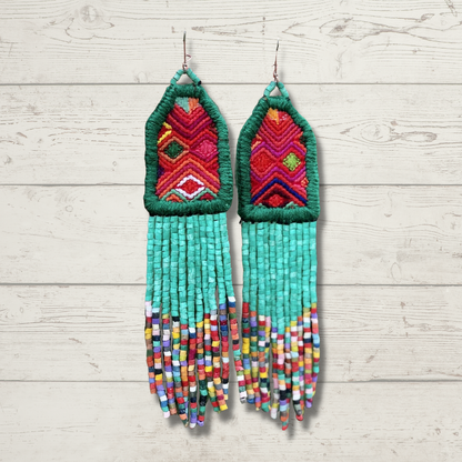 Bordados, Cuentas, Pendientes colgantes - "Palenque", hecho a mano