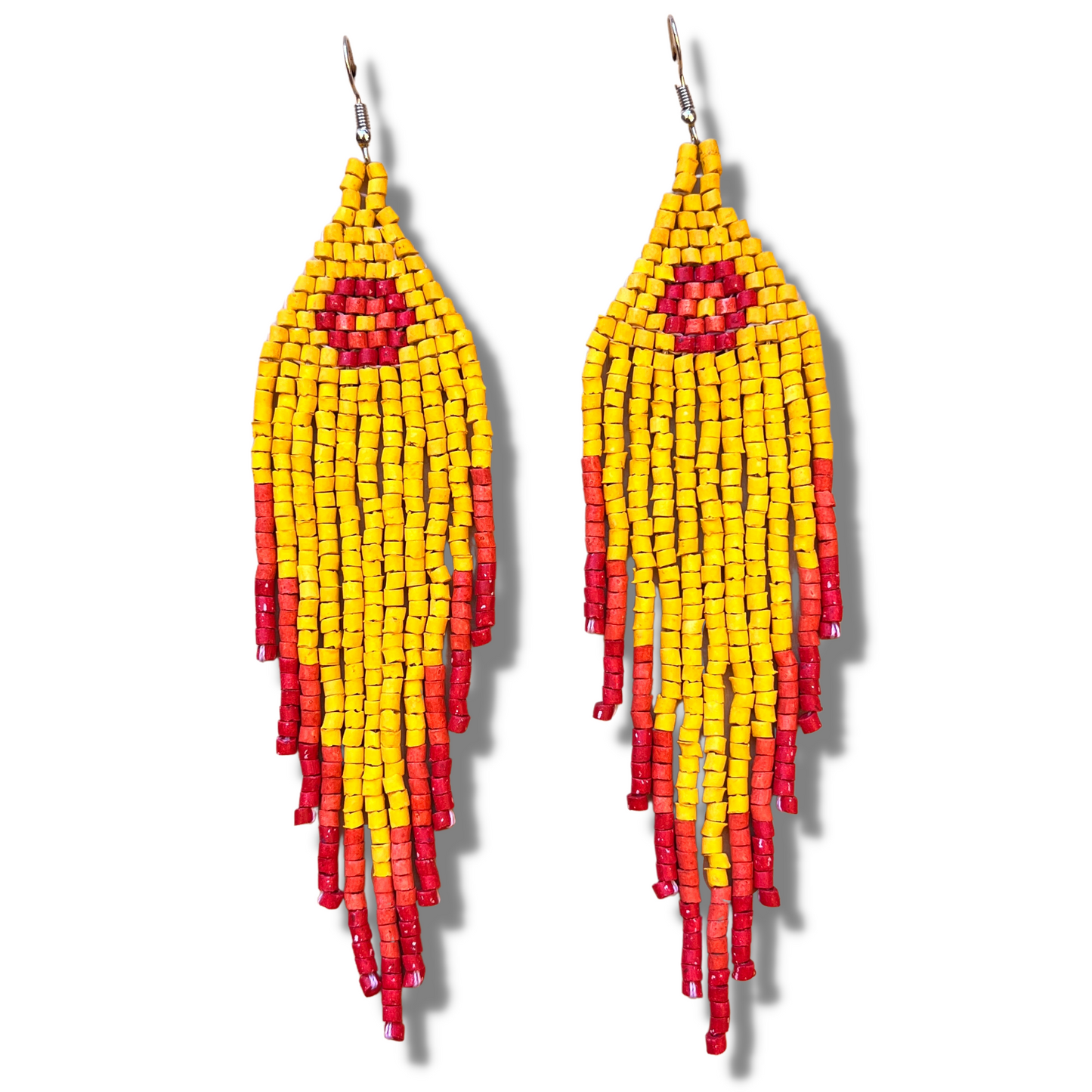 Ceramic-beaded, Fringe Earrings - Slim Tikal Spot