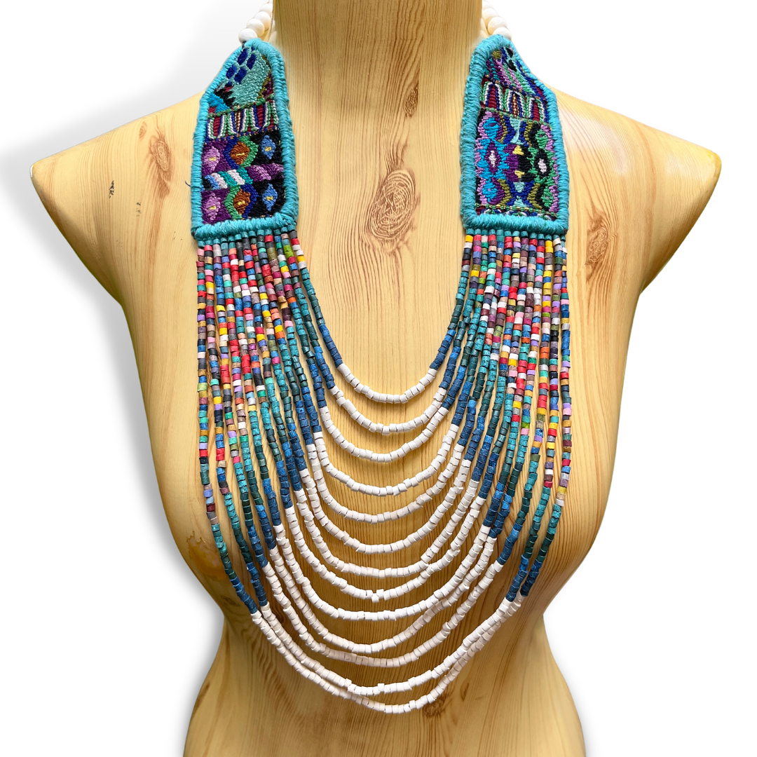 Woven, Vintage Textile Necklaces - "Vintage Patzun Long"