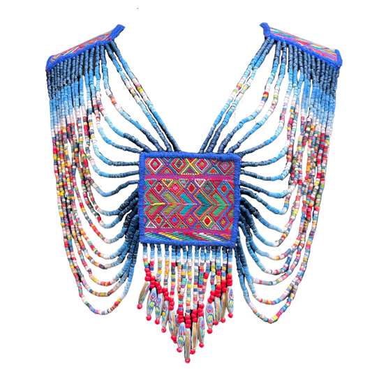 Body Jewelry with Beaded Chains - "Warrior", navy blue/multicolor