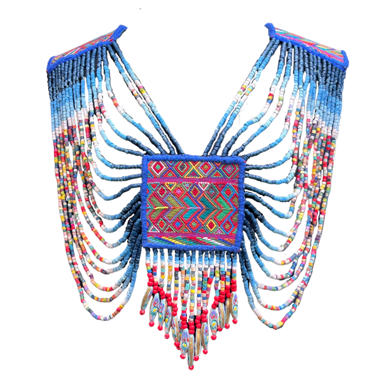 Pieza de hombro de cadenas con cuentas, joyería para el cuerpo - "Pieza de guerrero"