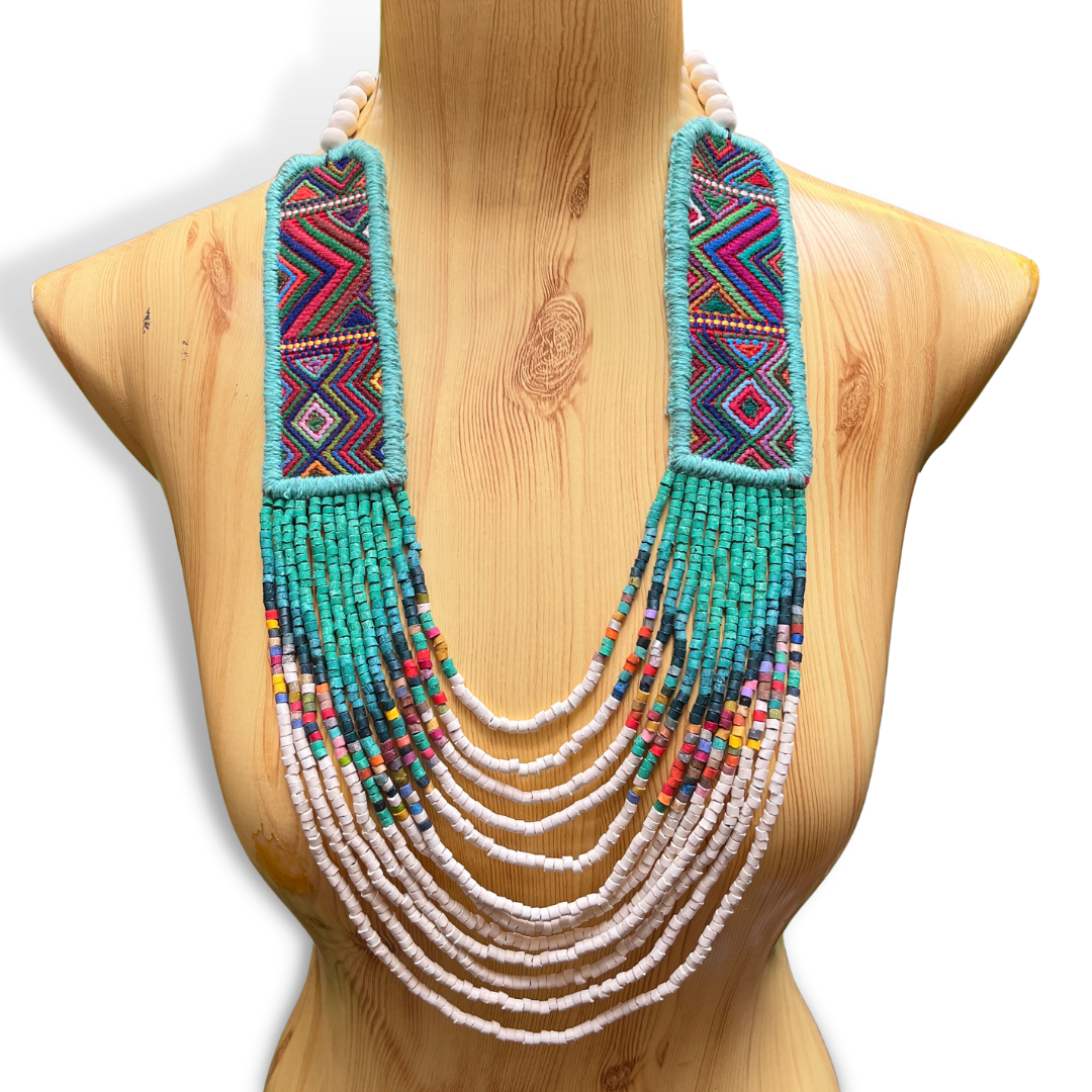 Ceremonial, Woven Textile Necklaces - "Aguacatán Long"