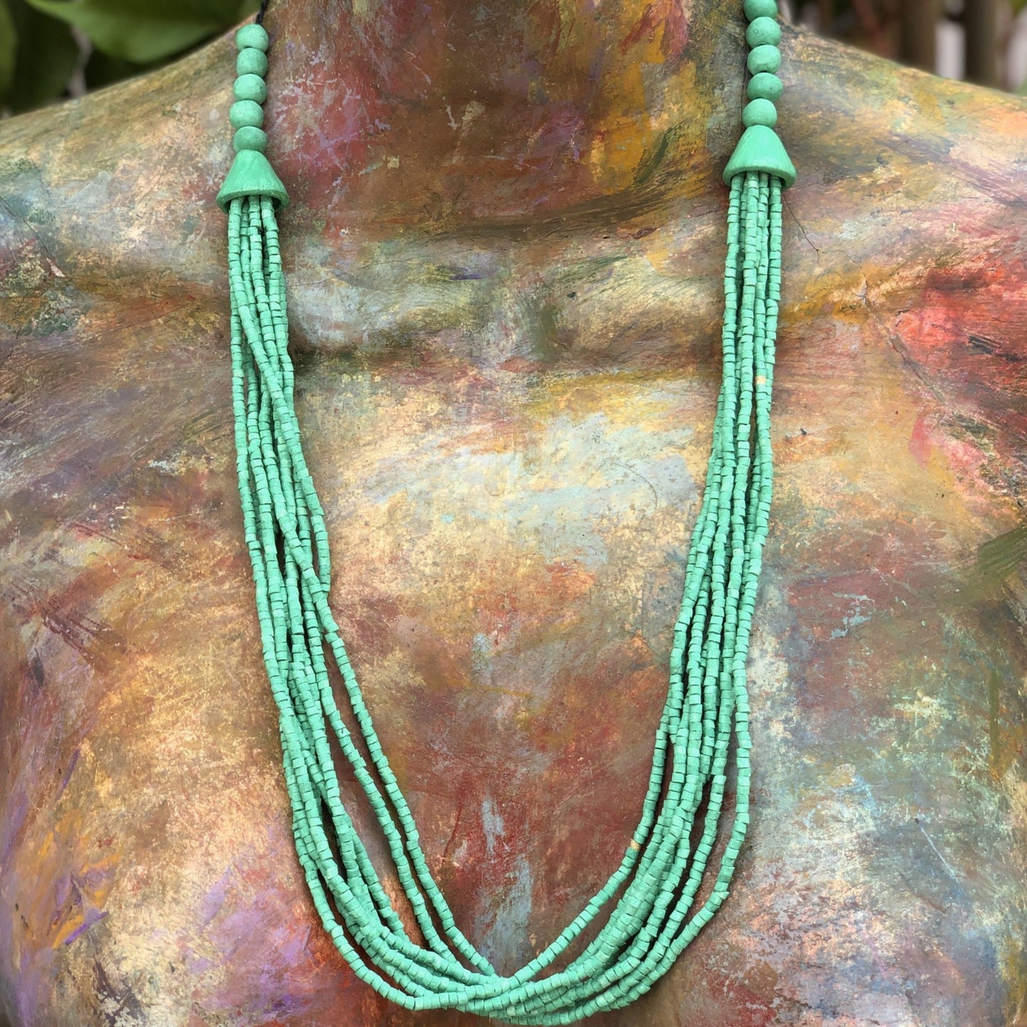 Beaded Strand Necklace Choker 2in1 - "Cascada", handmade