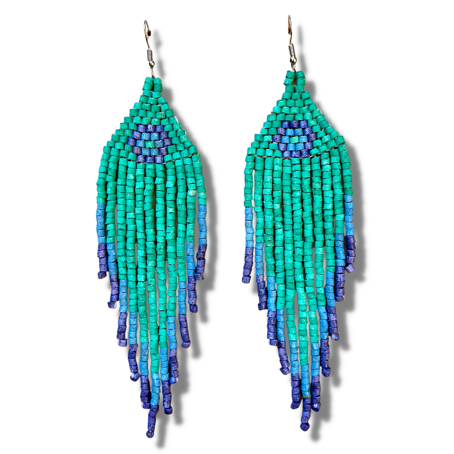 Ceramic-beaded, Fringe Earrings - Slim Tikal Spot