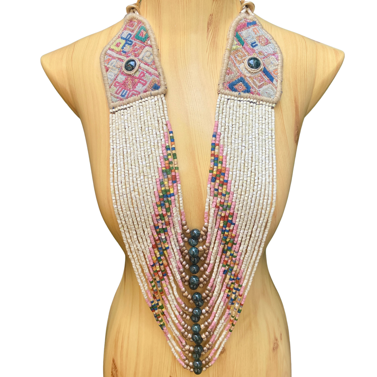Vintage Textile with Jade Chest Pieces - "Jade Exclusiva"