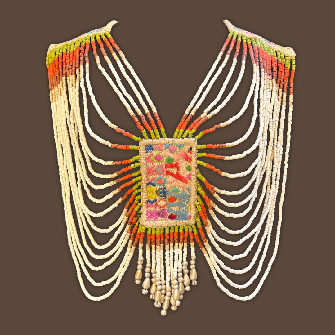 Body Jewelry with Beaded Chains - "Warrior", Earthy Orange