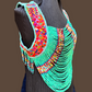 Textile Vest with Beaded Chains - "Imperial Aguacatán", turquoise (S)