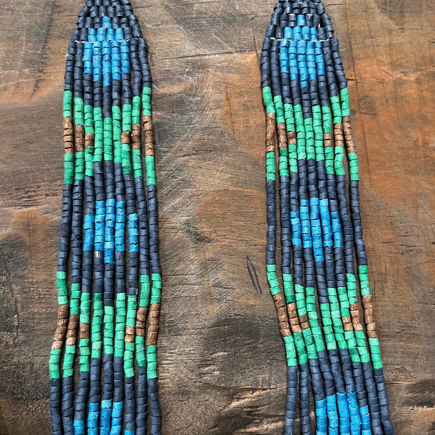 Long and Lightweight, Fringe Earrings - Long Tikal Serpiente