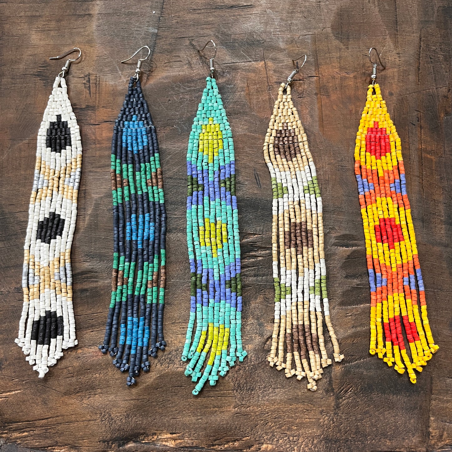 Long and Lightweight, Fringe Earrings - Long Tikal Serpiente