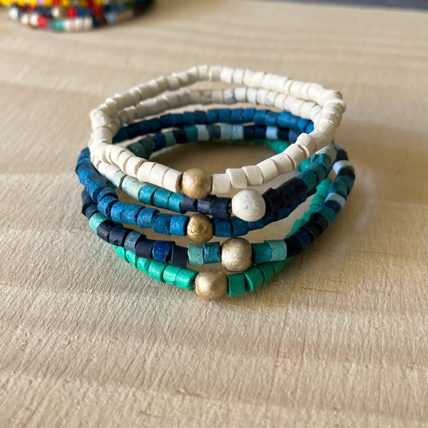 Clay beaded bracelets, elastic - "Solidarity Pack"