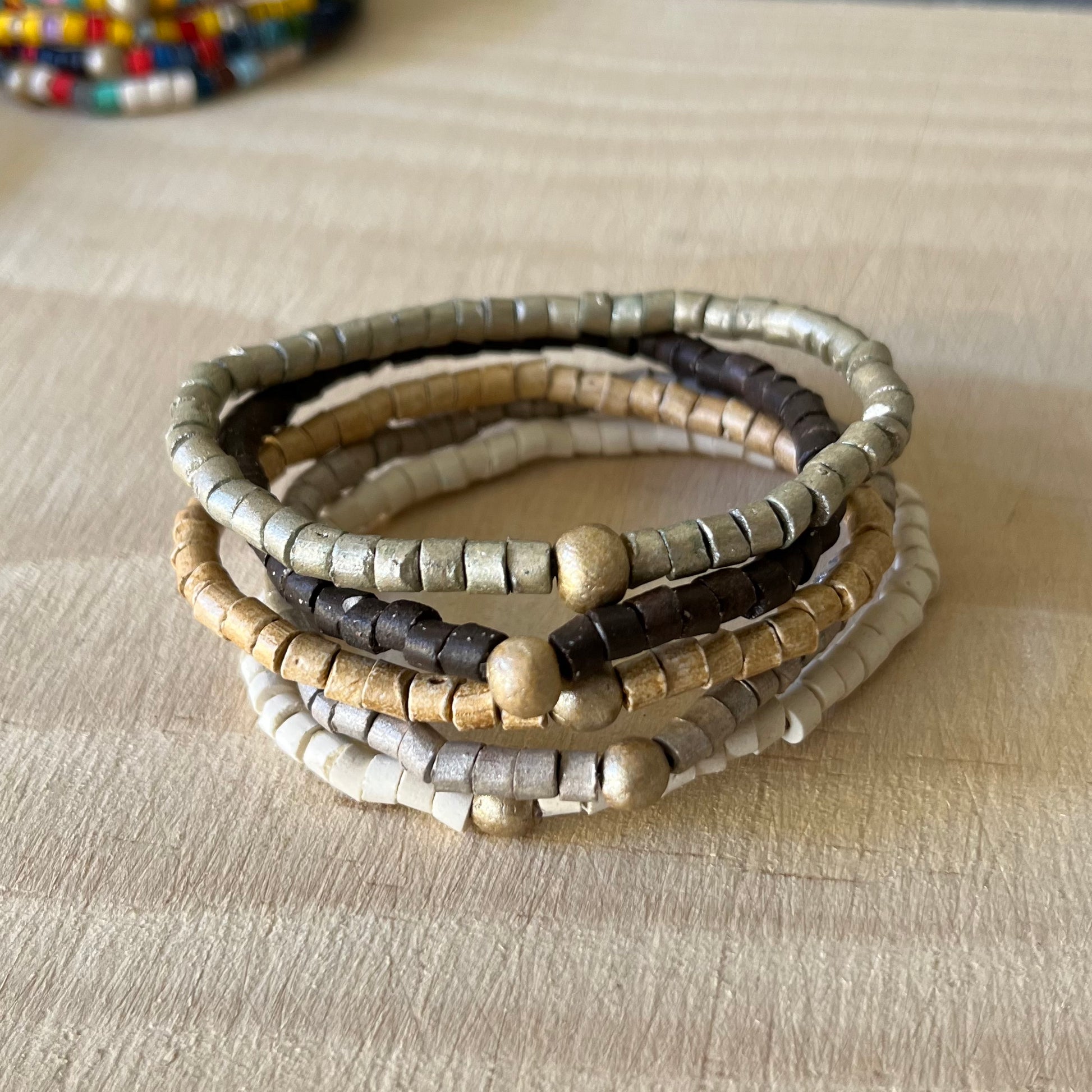 Clay beaded bracelets, elastic - Solidarity Pack