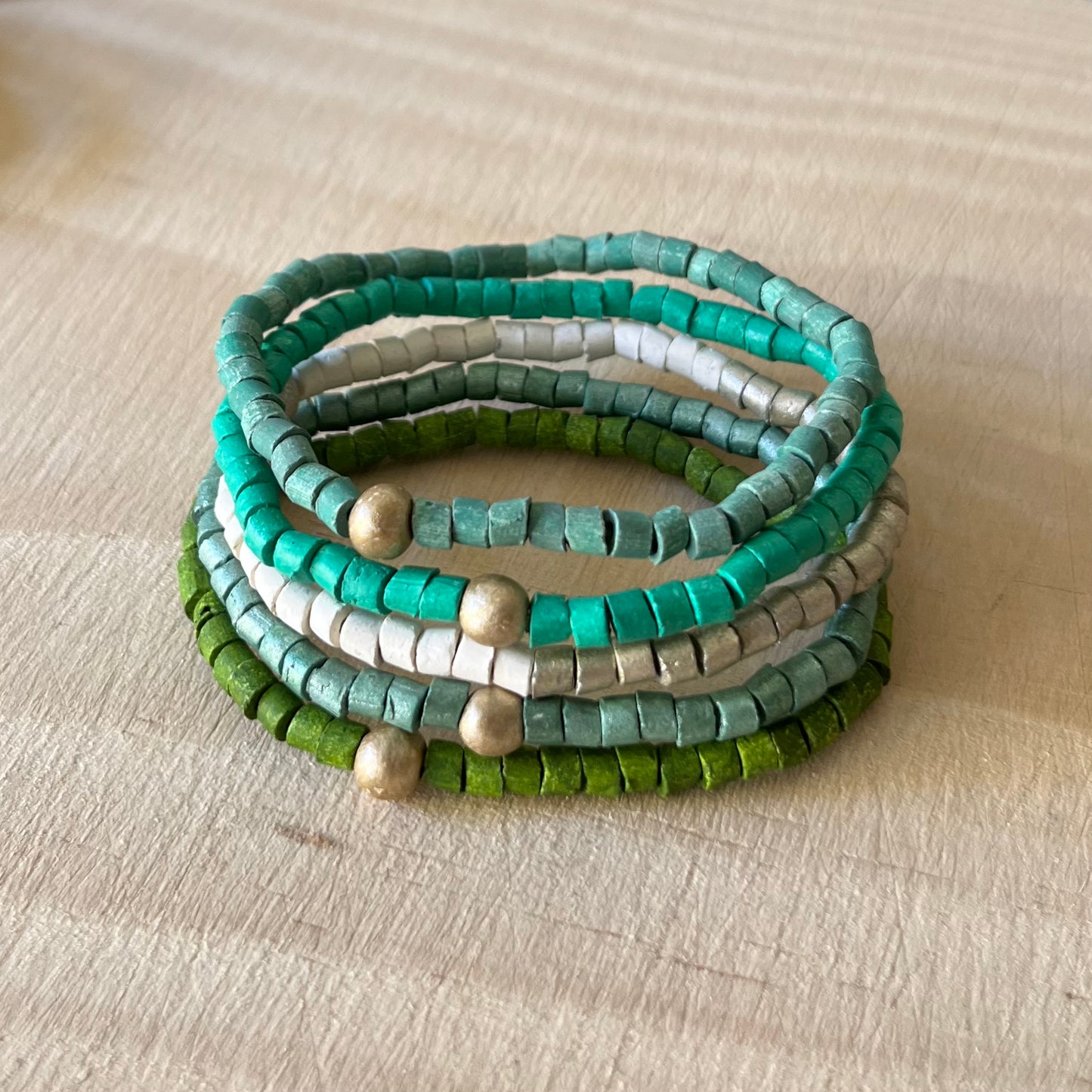 Clay beaded bracelets, elastic - "Solidarity Pack"