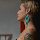 Pendientes colgantes largos con cuentas - "Tikal Diamond", hechos a mano