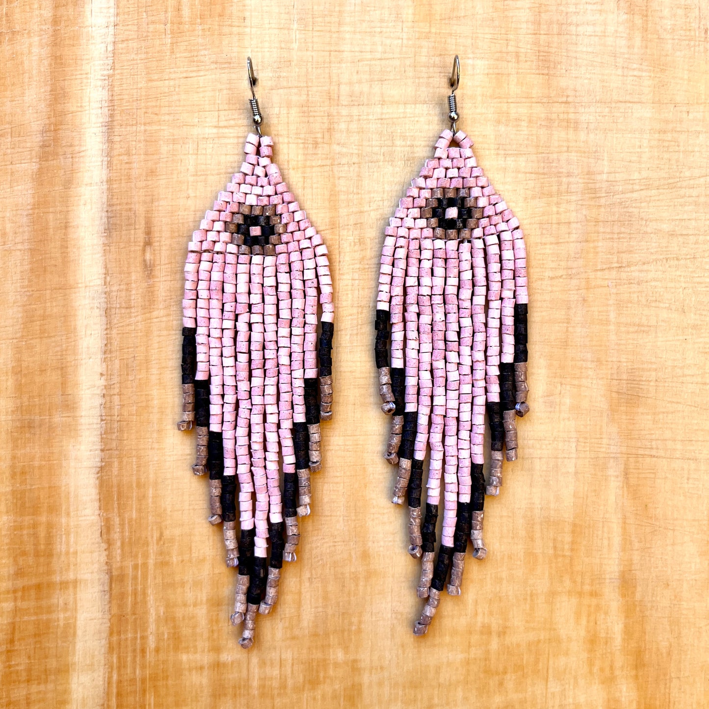 Ceramic-beaded, Fringe Earrings - Slim Tikal Spot