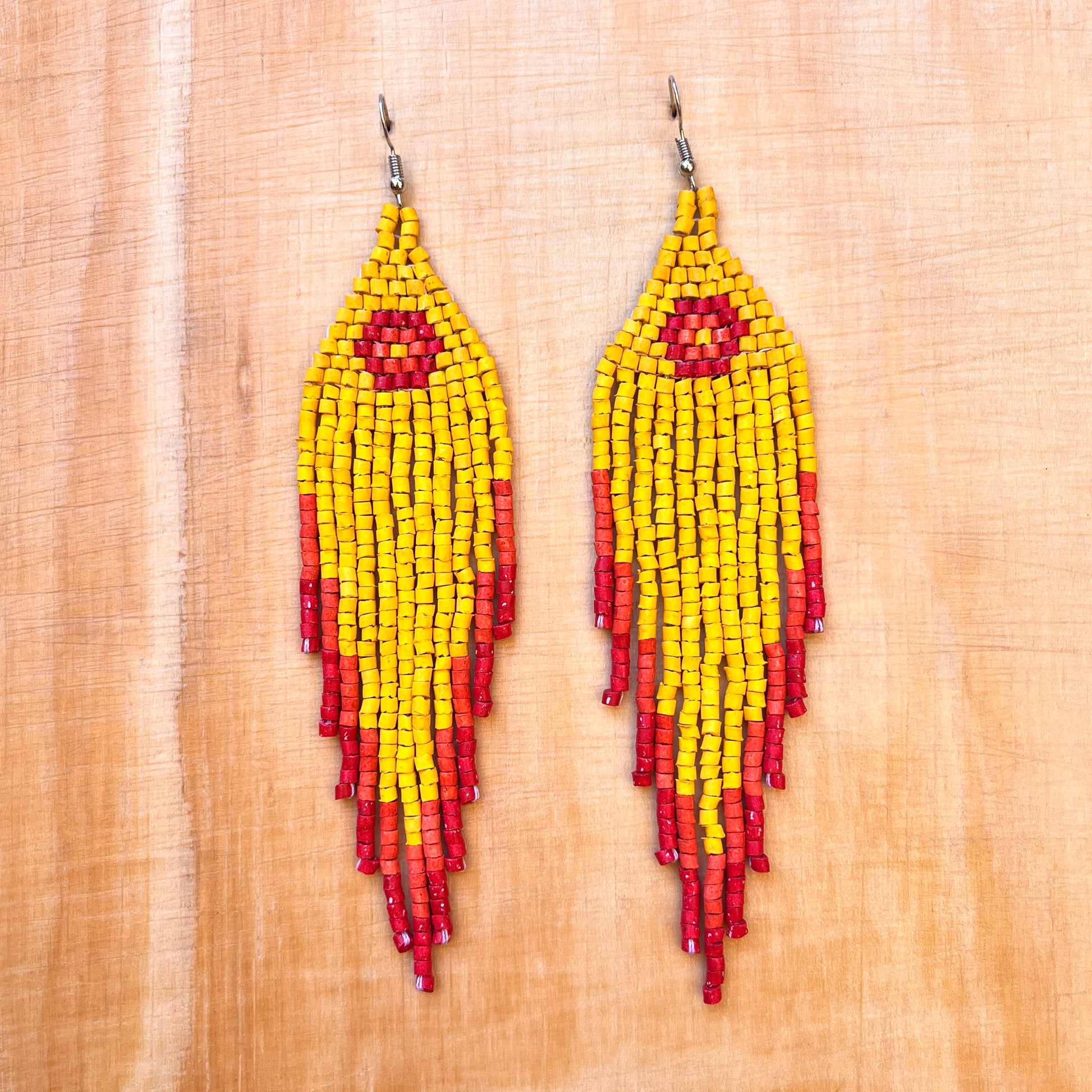Ceramic-beaded, Fringe Earrings - Slim Tikal Spot – Los Colores de