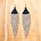 Pendientes colgantes con cuentas de cerámica - "Slim Tikal Shimmer Duet"