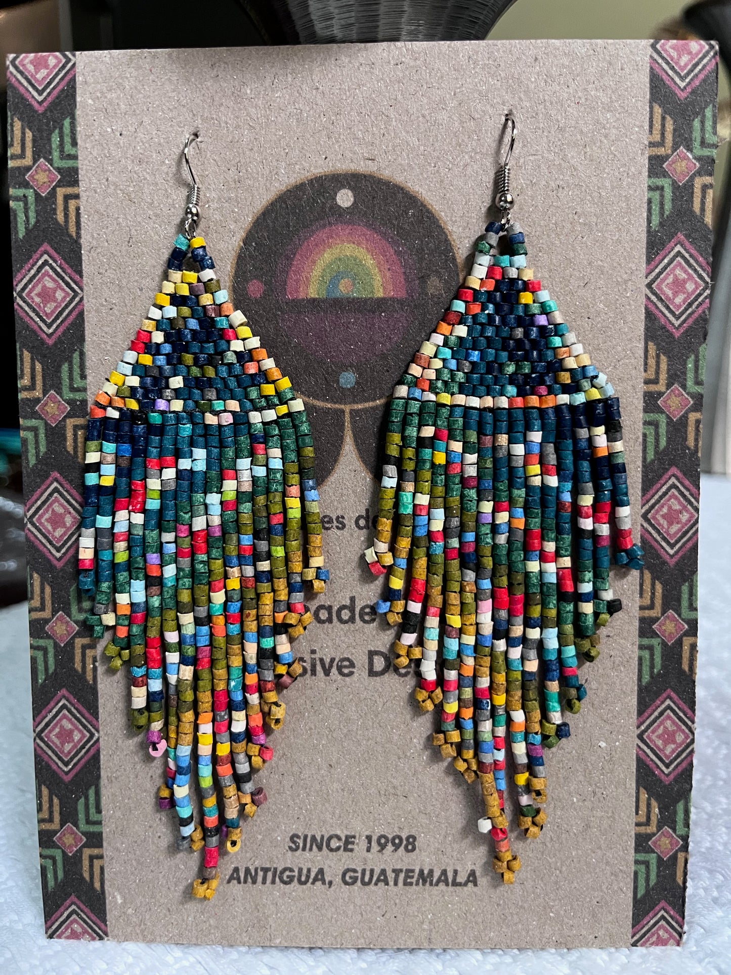 Light, Statement Earrings - "Lean Tikal Synergy Rainbow"